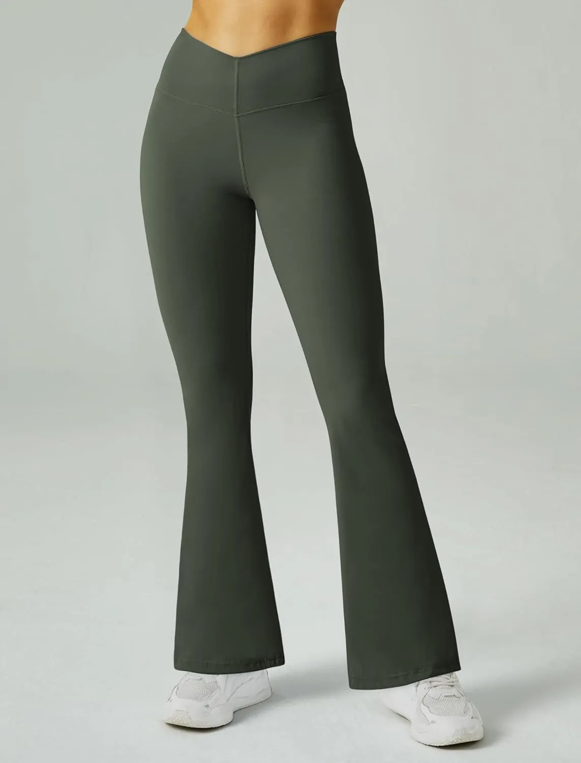 FireSwan Women's Flare Yoga Pants V Waist Flared Leggings High Waisted Bootcut Workout Pants Tummy Control