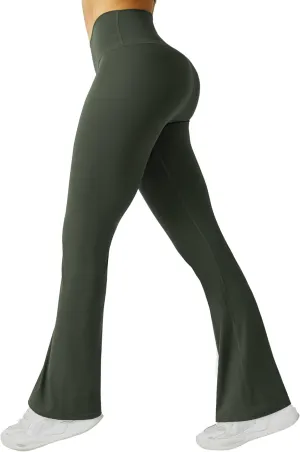 FireSwan Women's Flare Yoga Pants V Waist Flared Leggings High Waisted Bootcut Workout Pants Tummy Control