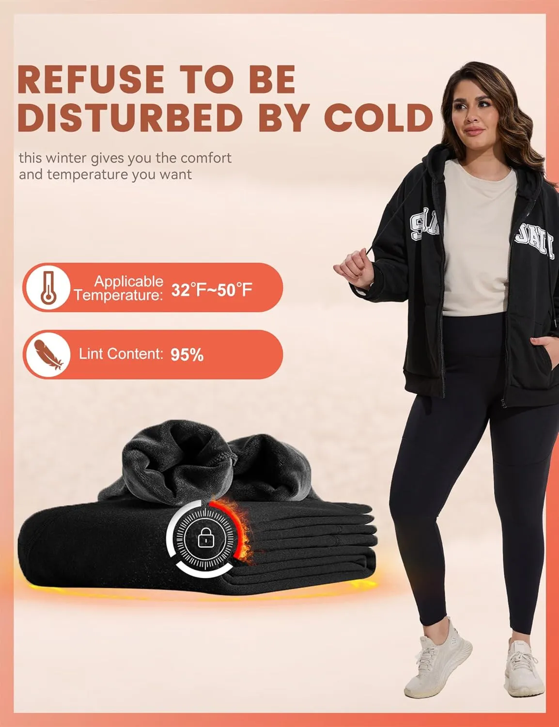 Fleece Lined Leggings for Women with Pockets, Tummy Control High Waisted Plus Size Compression Yoga Pants(S-3XL)