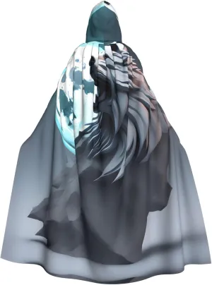 Full-Moon Wolves 3D Prints Hooded Cloak for Halloween, Role-Playing, and Costume Parties