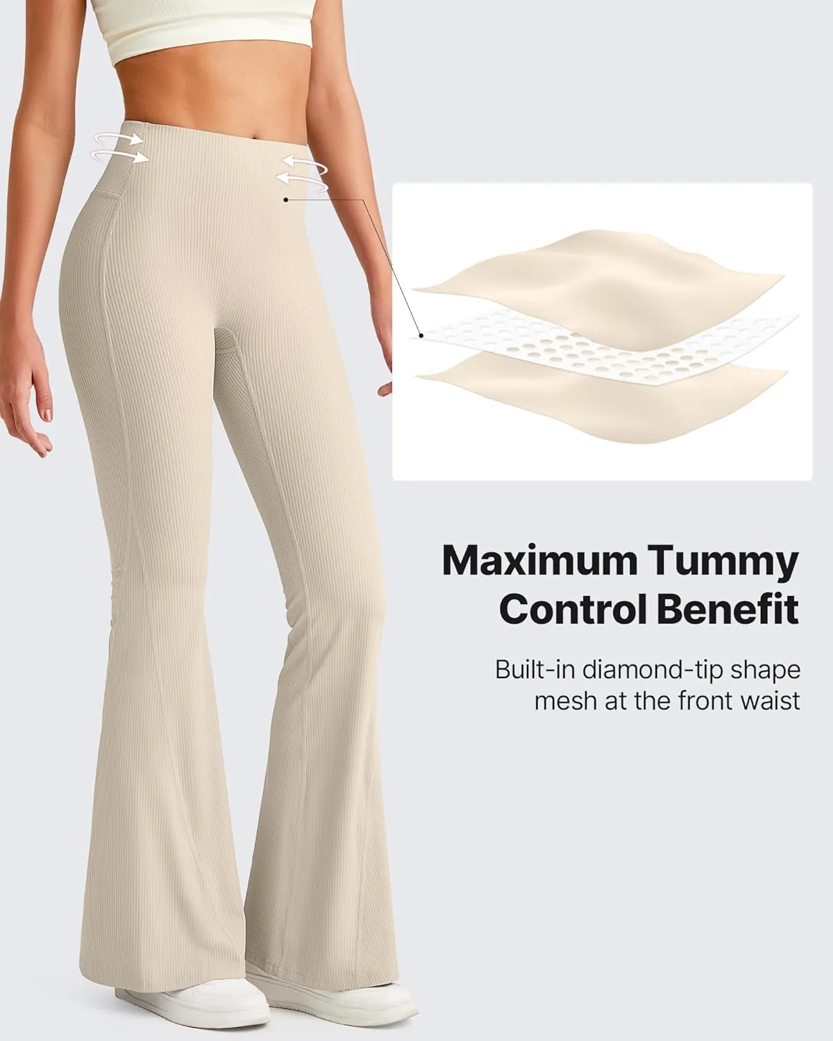 G4Free Ribbed Flare Yoga Pants for Women High Waisted Bell Bottom Leggings Tummy Control Petite/Regular/Tall