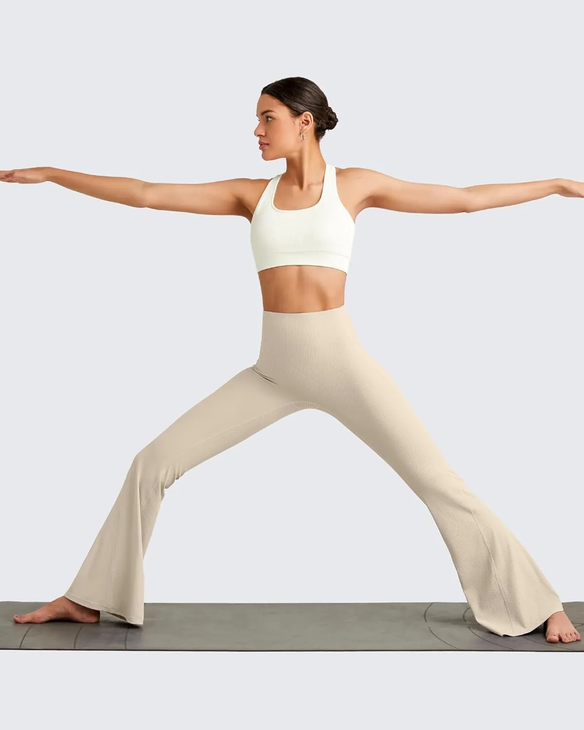 G4Free Ribbed Flare Yoga Pants for Women High Waisted Bell Bottom Leggings Tummy Control Petite/Regular/Tall