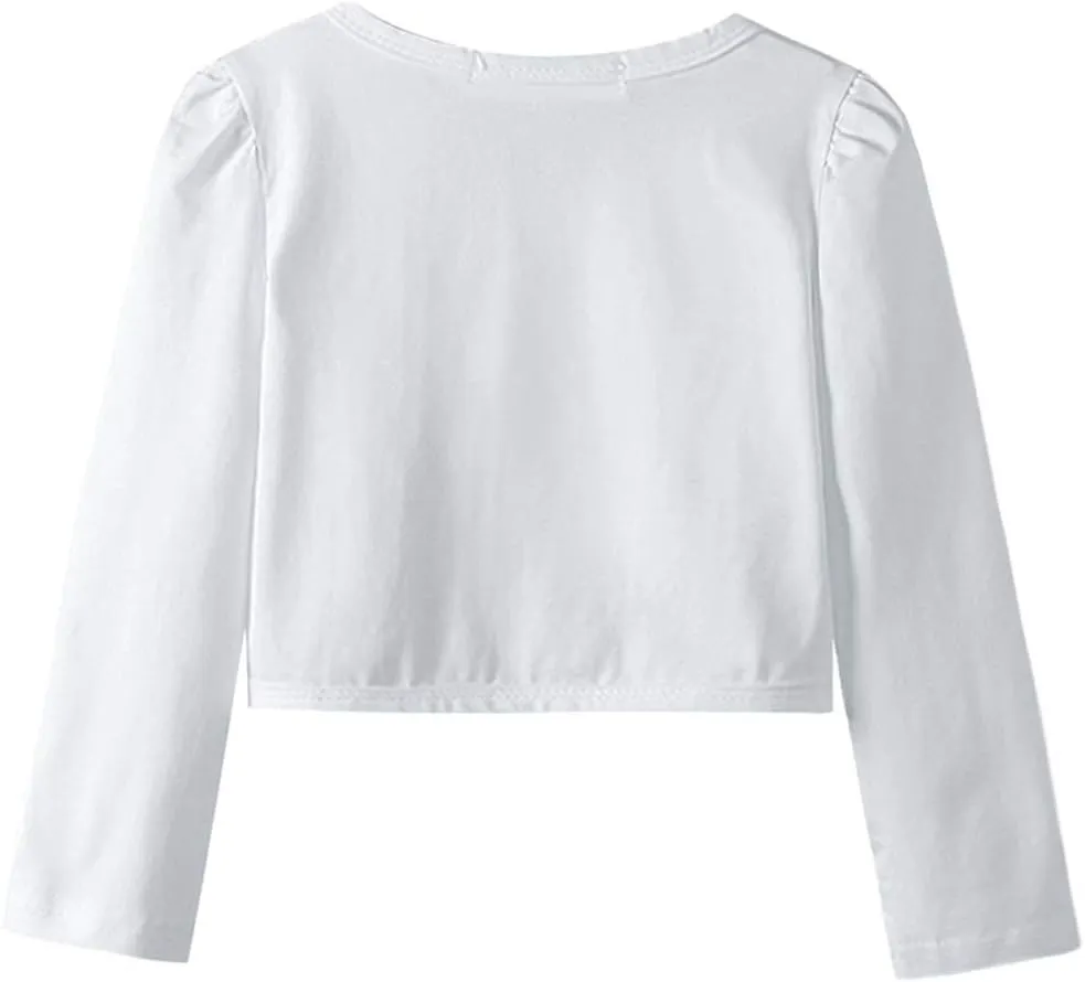 Girls Long Sleeve Lace Bolero Shrugs Cotton Cardigan Dress Cover Up