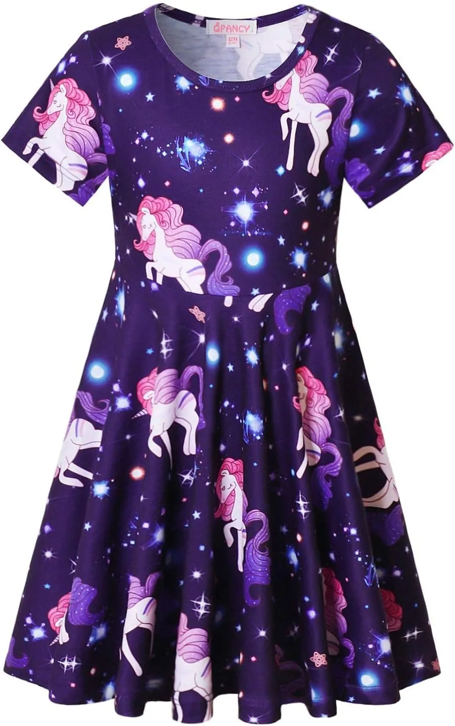 Girls Unicorn Dresses Summer Swing Short Sleeve Casual Clothes for Little Kids