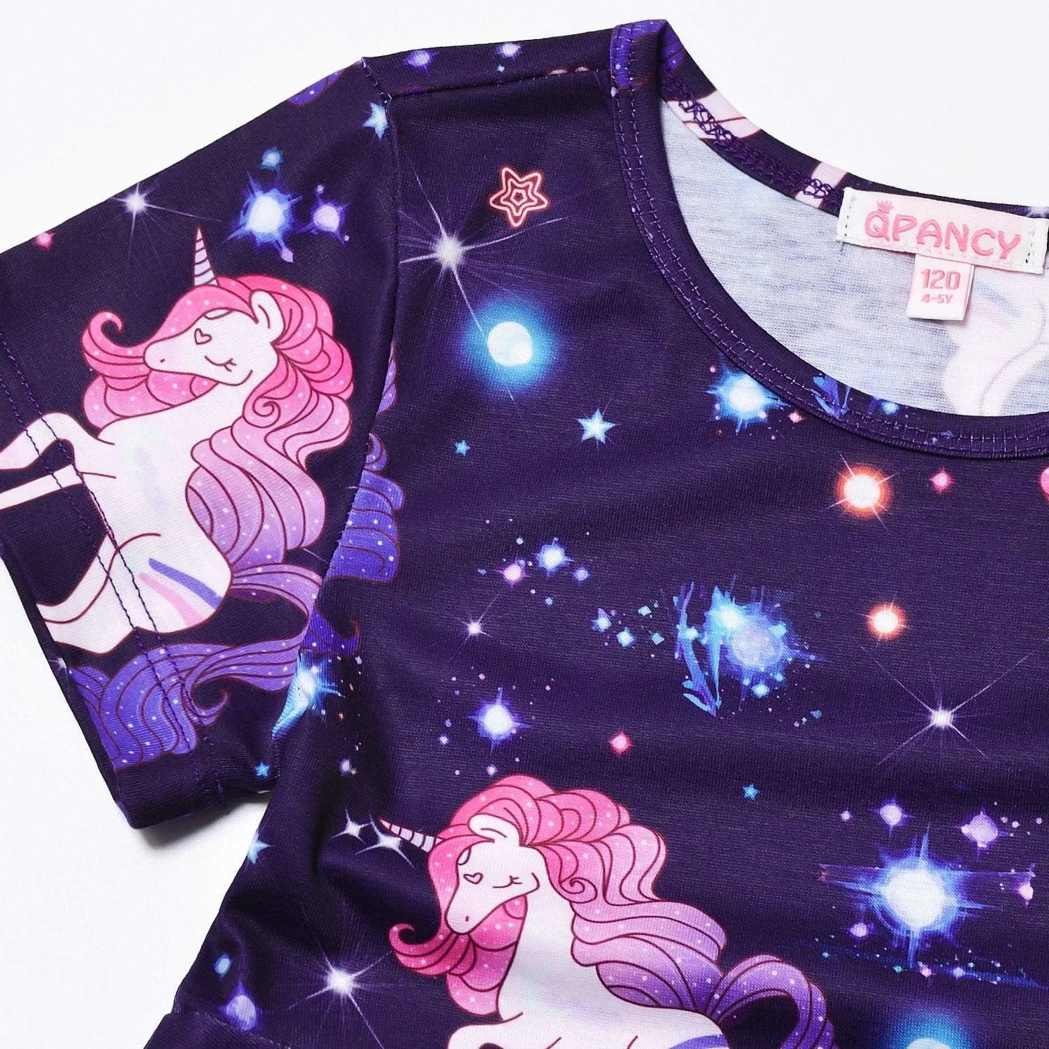 Girls Unicorn Dresses Summer Swing Short Sleeve Casual Clothes for Little Kids