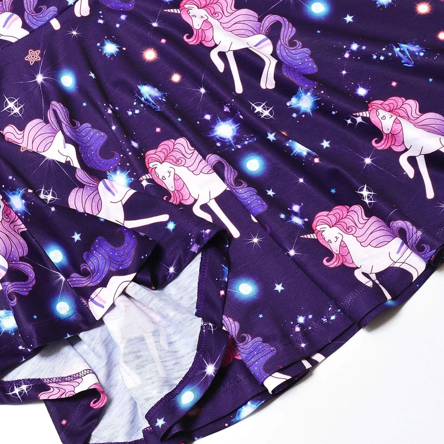 Girls Unicorn Dresses Summer Swing Short Sleeve Casual Clothes for Little Kids