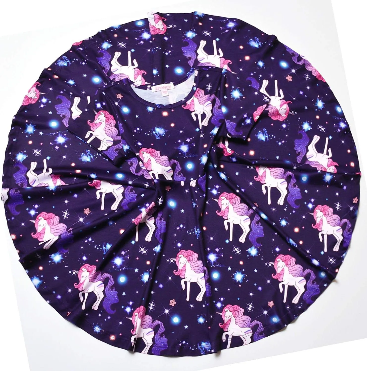 Girls Unicorn Dresses Summer Swing Short Sleeve Casual Clothes for Little Kids