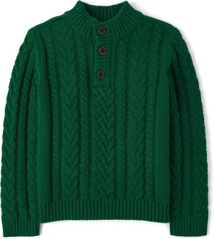 Gymboree Boys' and Toddler Quarter Button Cable Knit Pullover Sweater