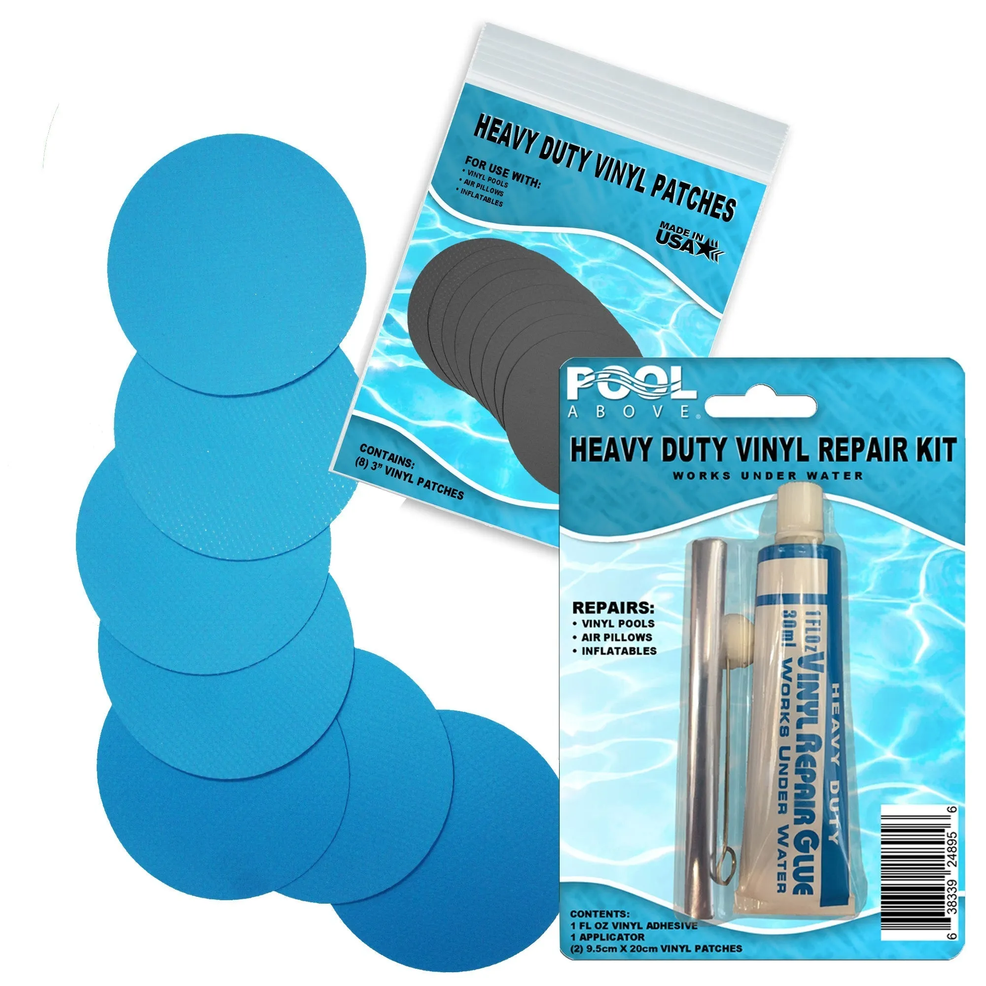 Heavy Duty Vinyl Repair Kit  | Vinyl glue | Bright Blue Vinyl Patches