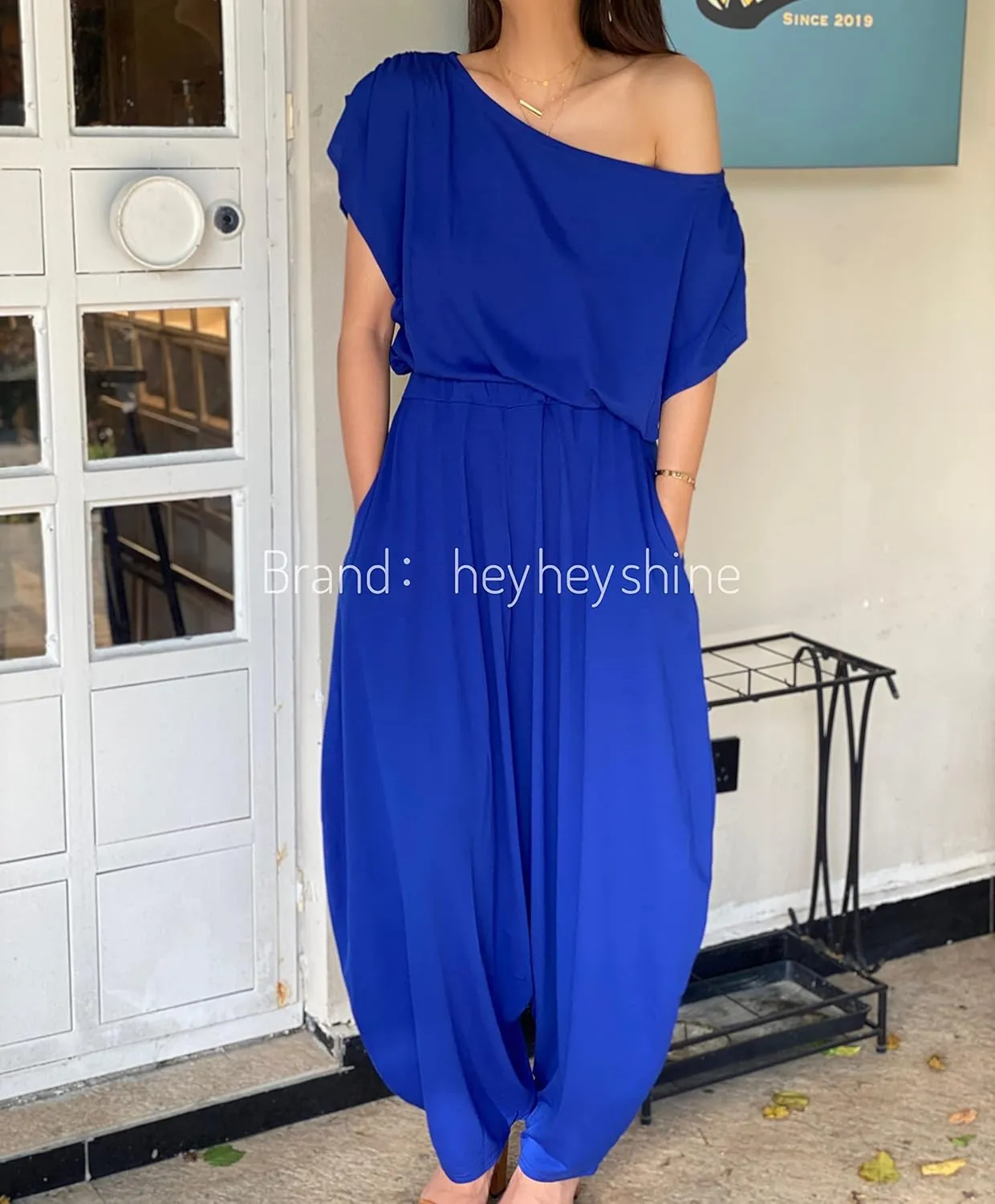 heyheyshine Hip Hop Women 2pcs Set Off Shoulder T-Shirt Tops and Loose Haren Pants Suit Sweatsuit Tracksuit Two Piece Set
