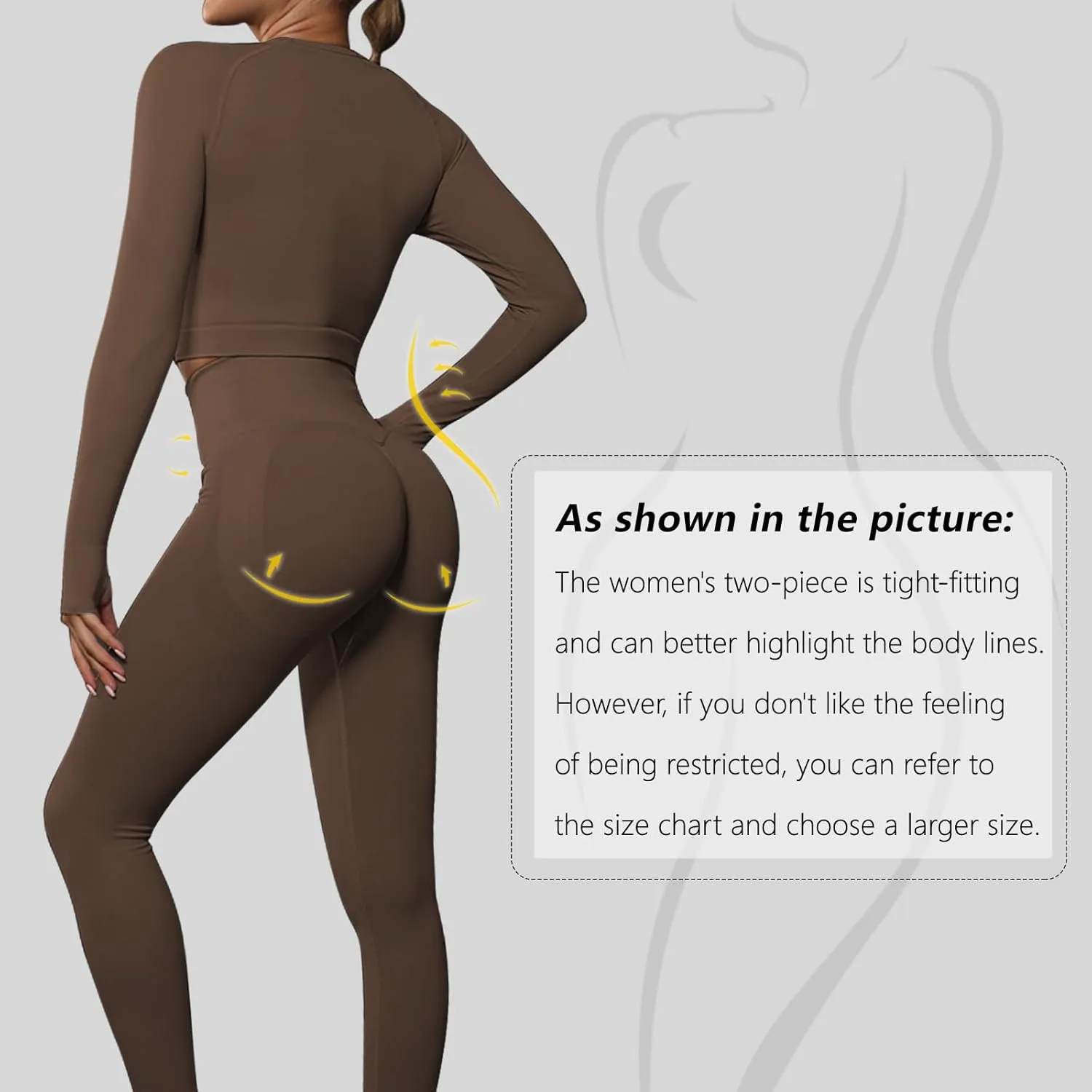 JBT Workout Set for Women Two Pieces for Long Sleeves Workout Sets, Seamless High Waist Leggings for Women