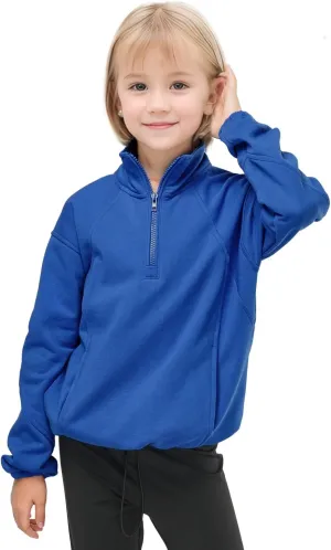 JiAmy Girls Hoodies Sweatshirts with Pocket, Fleece Warm Half Zipper Crop Tops Long Sleeve Sweater for Teen Girls 5-12 Years