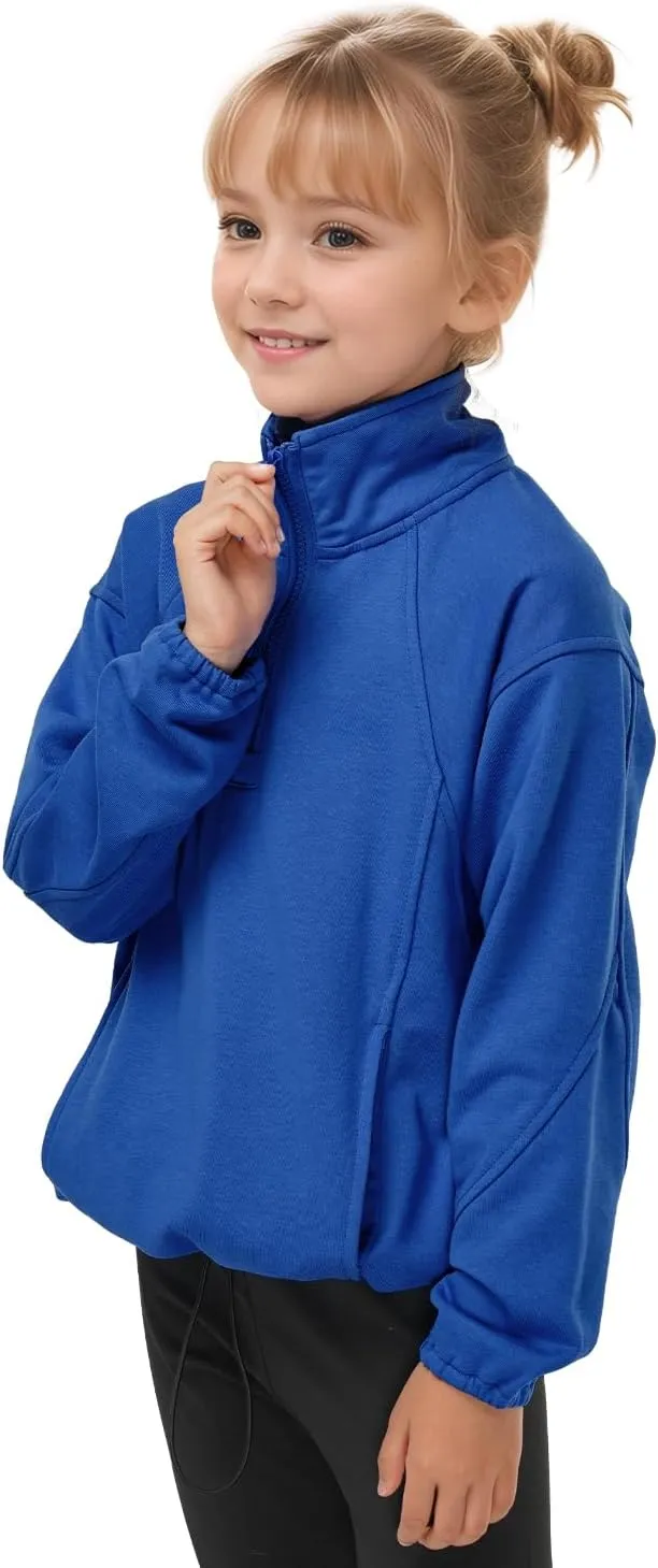 JiAmy Girls Hoodies Sweatshirts with Pocket, Fleece Warm Half Zipper Crop Tops Long Sleeve Sweater for Teen Girls 5-12 Years