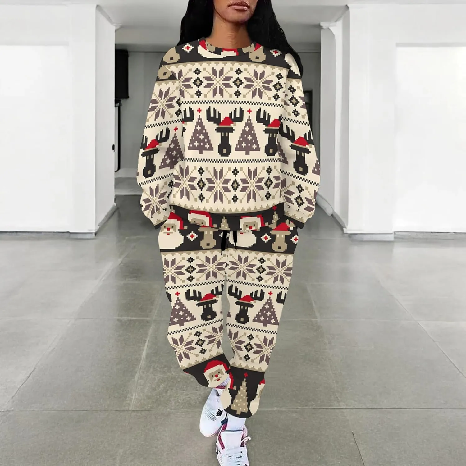 Jogger Sets for Women 2 Piece Sweatsuit Outfits Casual Long Sleeve Pullover Tops and Wide Leg Pants Lounge Sets Tracksuits