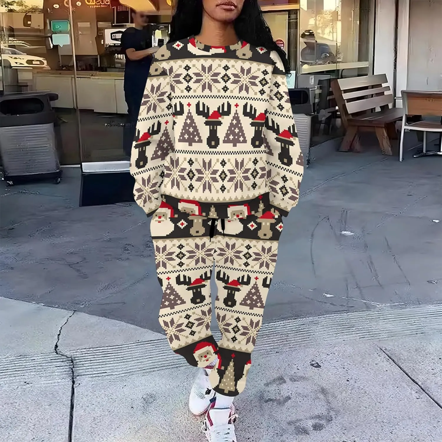 Jogger Sets for Women 2 Piece Sweatsuit Outfits Casual Long Sleeve Pullover Tops and Wide Leg Pants Lounge Sets Tracksuits