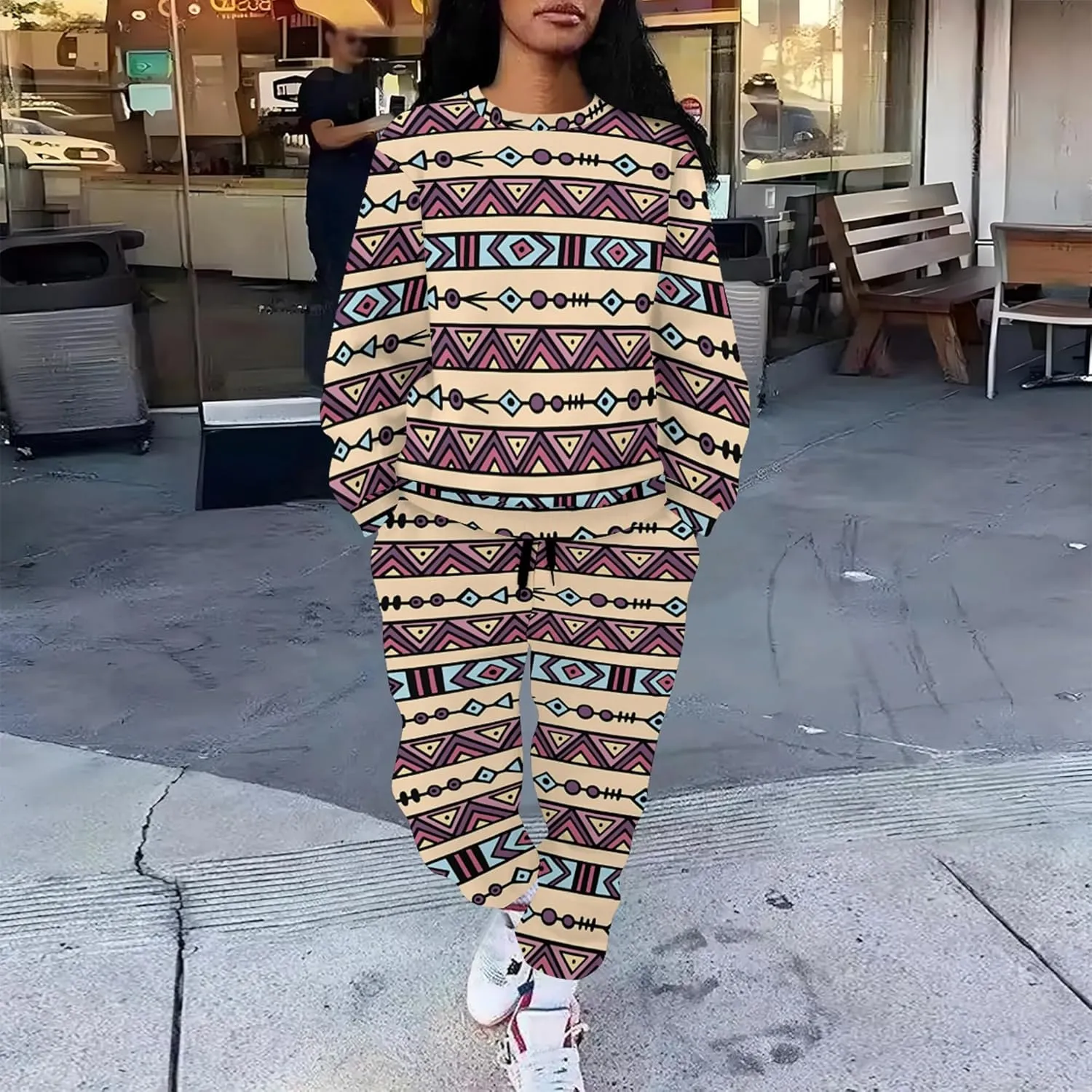 Jogger Sets for Women 2 Piece Sweatsuit Outfits Casual Long Sleeve Pullover Tops and Wide Leg Pants Lounge Sets Tracksuits