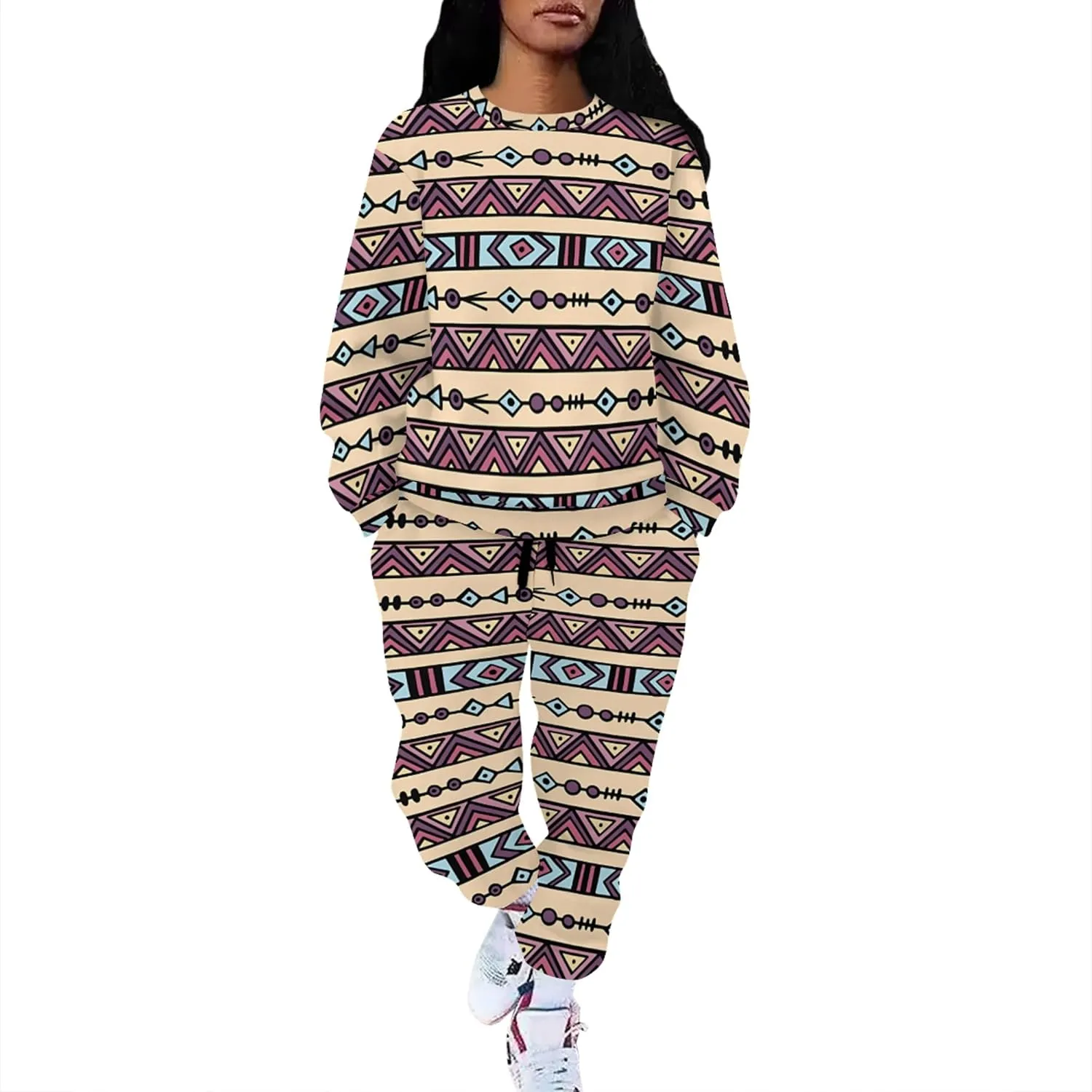 Jogger Sets for Women 2 Piece Sweatsuit Outfits Casual Long Sleeve Pullover Tops and Wide Leg Pants Lounge Sets Tracksuits