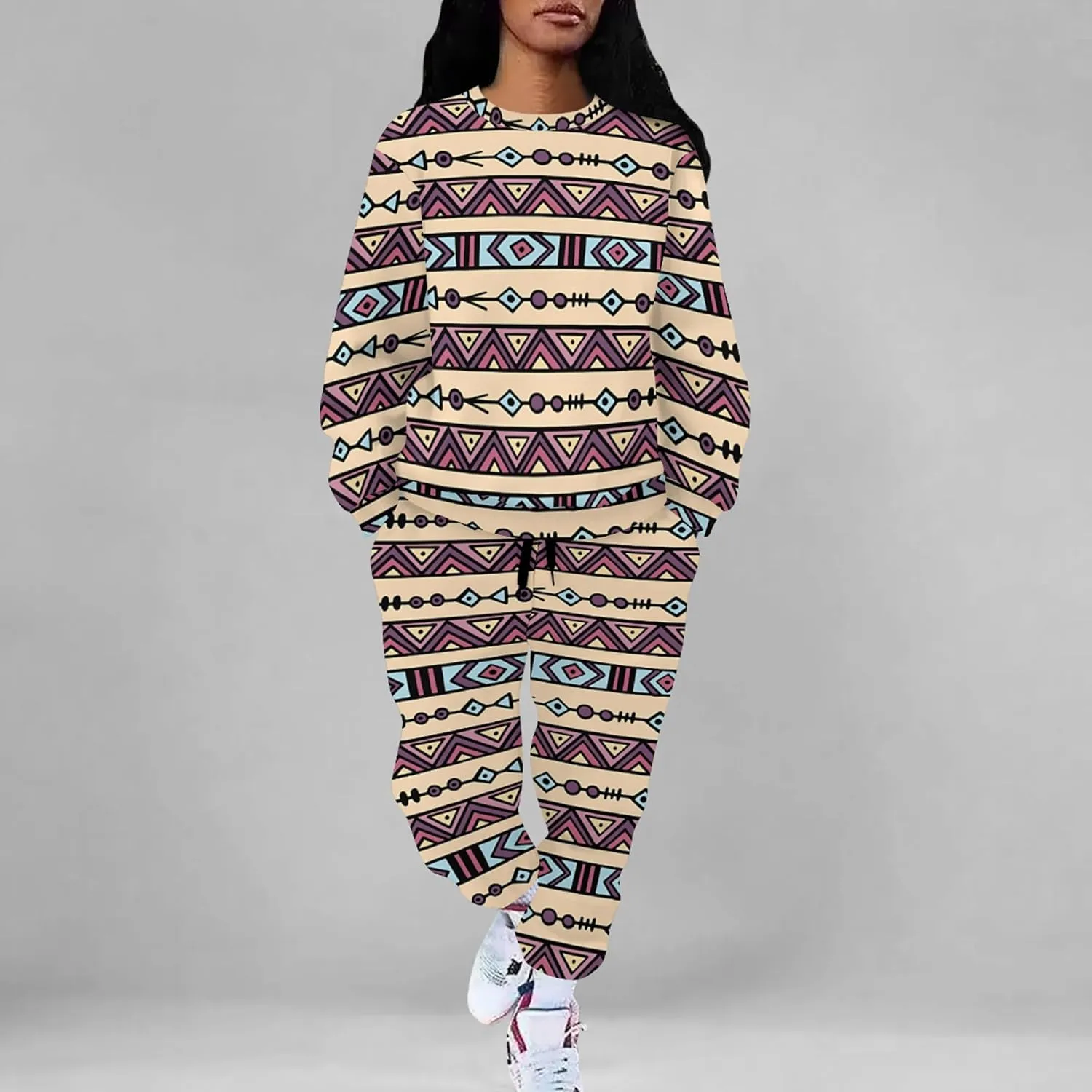 Jogger Sets for Women 2 Piece Sweatsuit Outfits Casual Long Sleeve Pullover Tops and Wide Leg Pants Lounge Sets Tracksuits