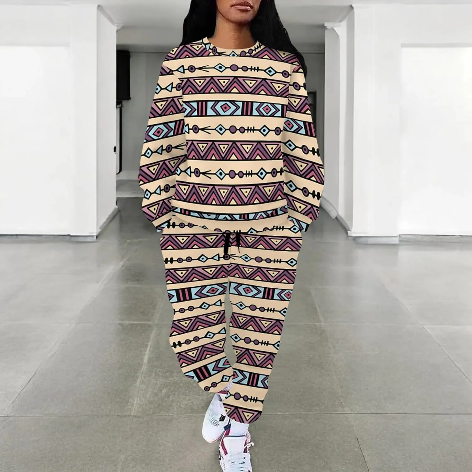 Jogger Sets for Women 2 Piece Sweatsuit Outfits Casual Long Sleeve Pullover Tops and Wide Leg Pants Lounge Sets Tracksuits