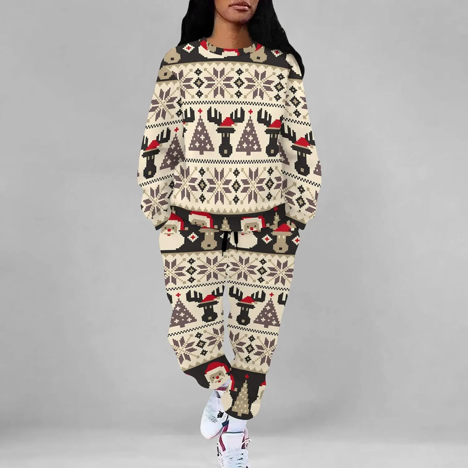 Jogger Sets for Women 2 Piece Sweatsuit Outfits Casual Long Sleeve Pullover Tops and Wide Leg Pants Lounge Sets Tracksuits