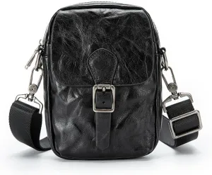 JSEIAJB Classic Fashion Men Oblique Span Baotou Layer Cowhide Shoulder Men Vintage Old Leather Casual Texture
