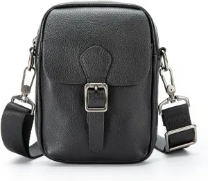 JSEIAJB Classic Fashion Men Oblique Span Baotou Layer Cowhide Shoulder Men Vintage Old Leather Casual Texture