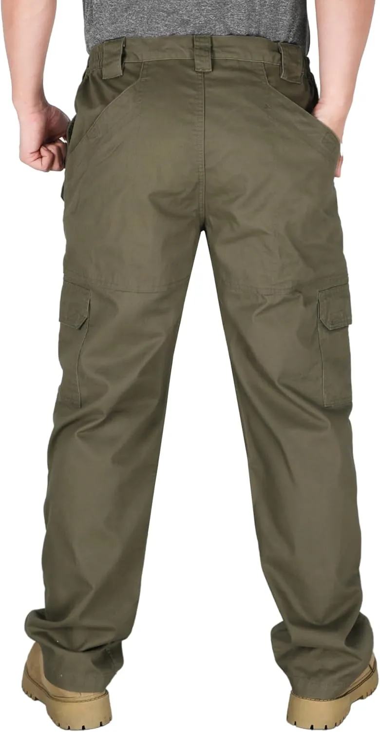 KONRECO FR Pants for Men Cargo Pockets Flame Resistant 7.5oz 100% Cotton Elastic Waist Work Pants