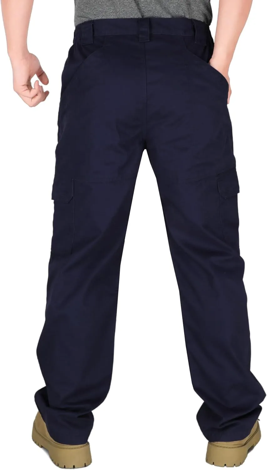 KONRECO FR Pants for Men Cargo Pockets Flame Resistant 7.5oz 100% Cotton Elastic Waist Work Pants