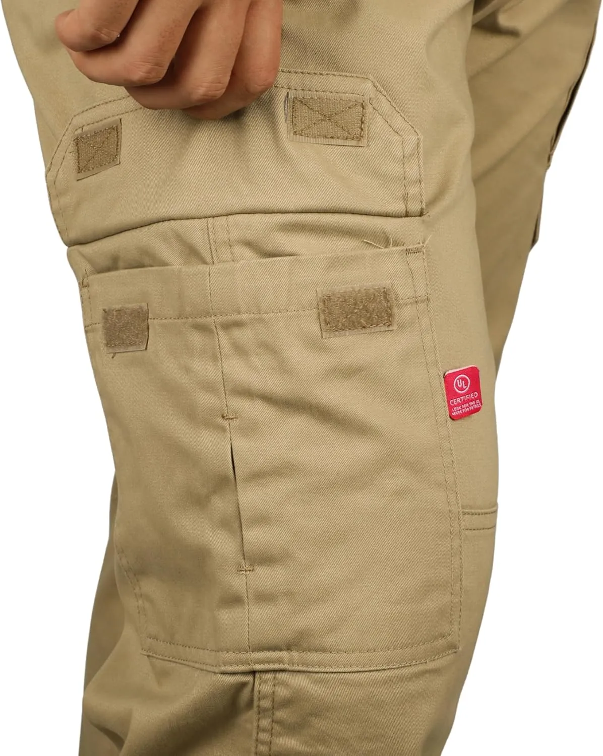KONRECO FR Pants for Men Cargo Pockets Flame Resistant 7.5oz 100% Cotton Elastic Waist Work Pants