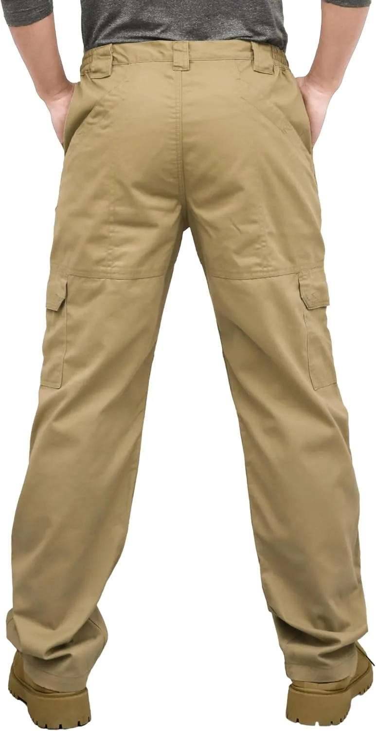 KONRECO FR Pants for Men Cargo Pockets Flame Resistant 7.5oz 100% Cotton Elastic Waist Work Pants