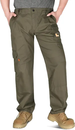 KONRECO FR Pants for Men Cargo Pockets Flame Resistant 7.5oz 100% Cotton Elastic Waist Work Pants