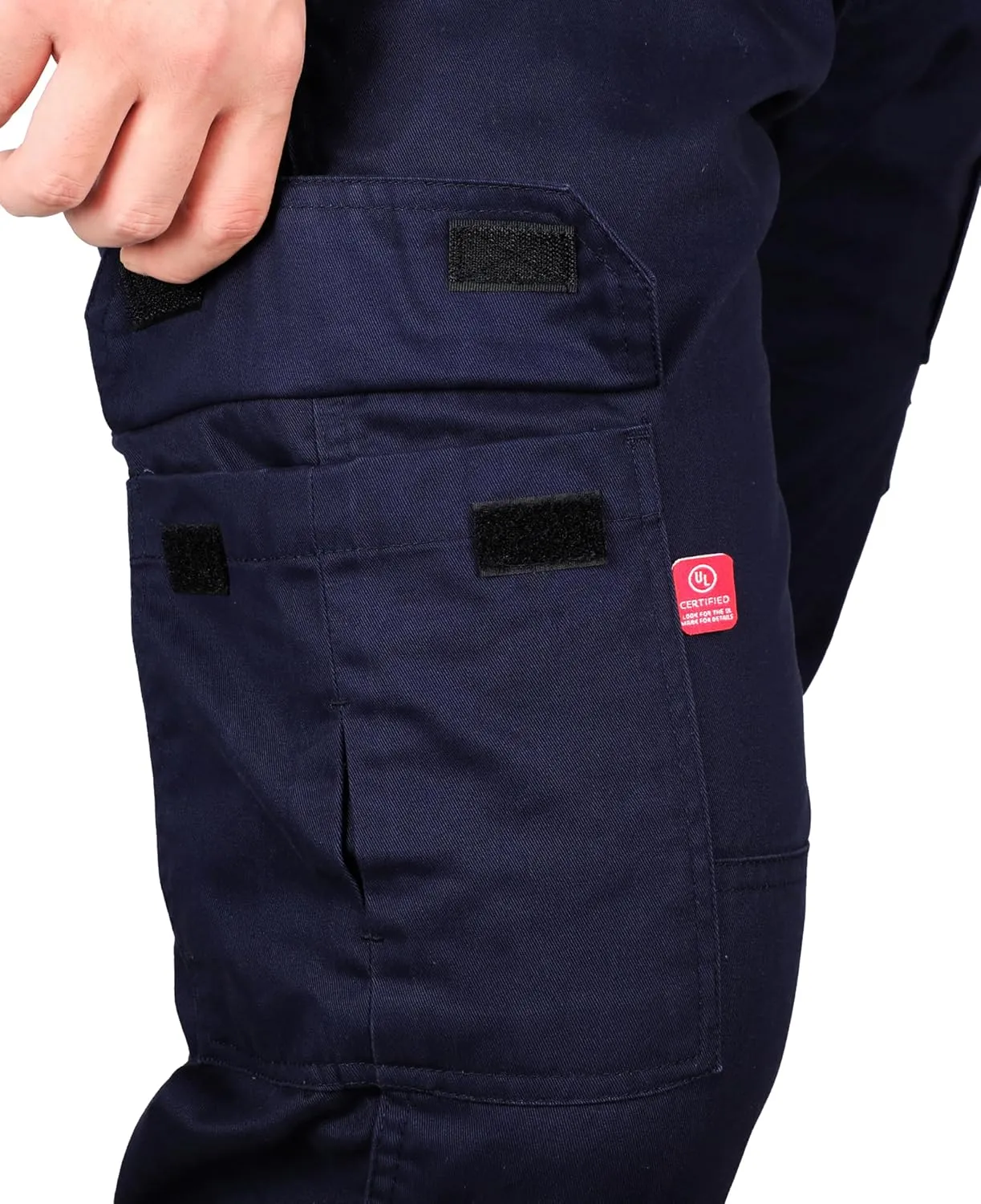 KONRECO FR Pants for Men Cargo Pockets Flame Resistant 7.5oz 100% Cotton Elastic Waist Work Pants