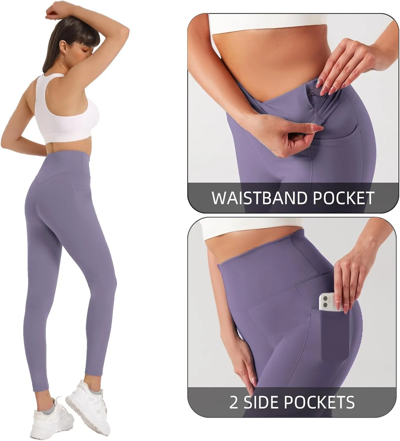 KOWSPORT Womens Yoga Pants High Waisted Yoga Legging with Pockets Tummy Control Workout Leggings Gym Pants