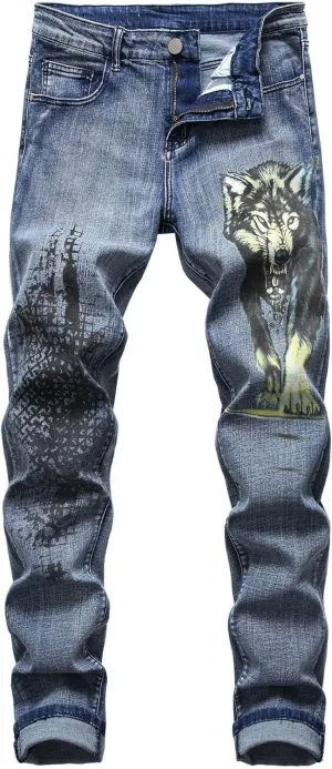 LAMKUKU Men's Ripped Jeans Slim Fit Casual Distressed Denim Pants