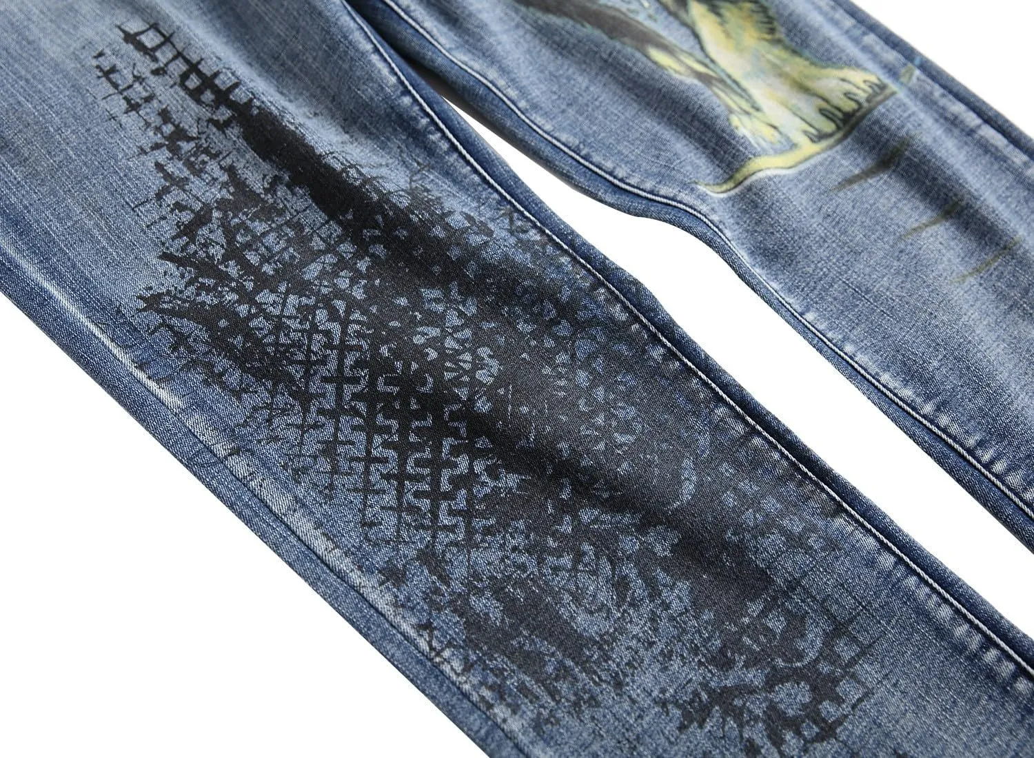 LAMKUKU Men's Ripped Jeans Slim Fit Casual Distressed Denim Pants