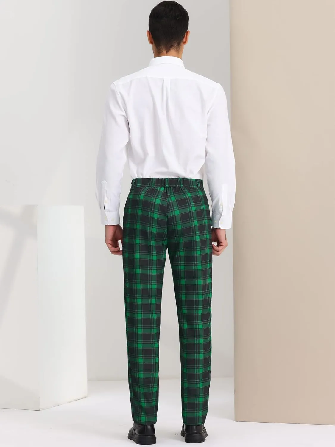 Lars Amadeus Men's Plaid Dress Pants Casual Slim Fit Checkered Business Trousers