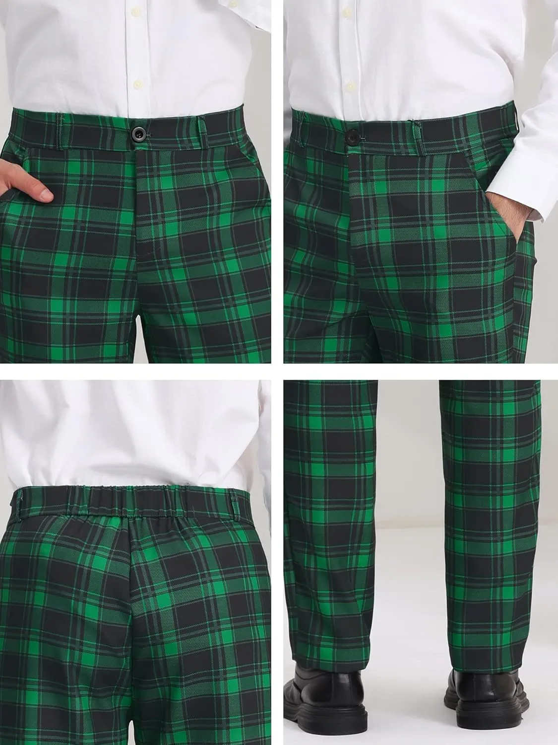 Lars Amadeus Men's Plaid Dress Pants Casual Slim Fit Checkered Business Trousers