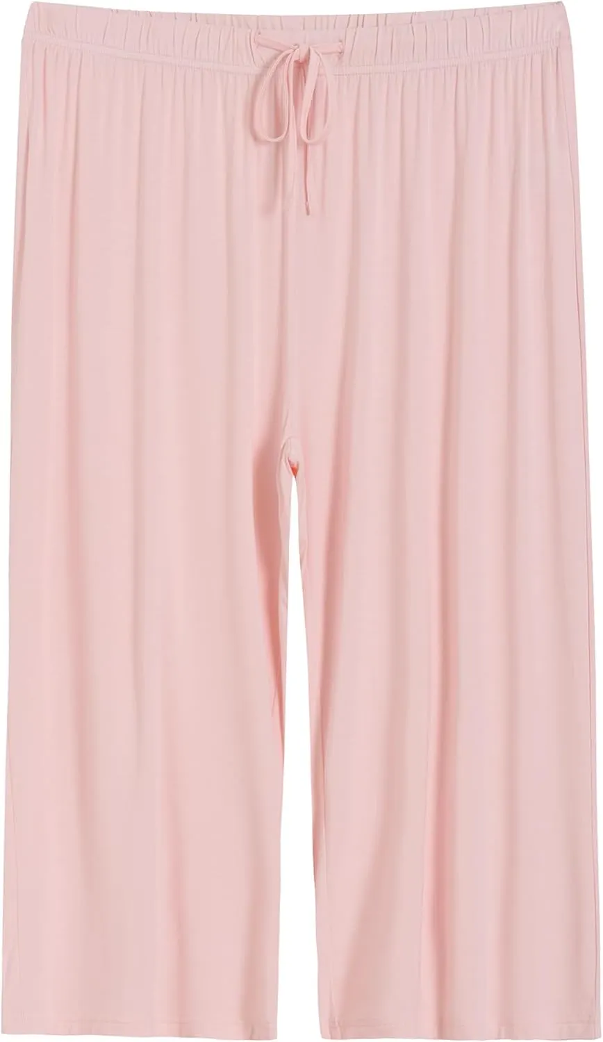 Latuza Women's Plus Size Capri Pajama Pants Comfy Wide Leg Lounge Capris