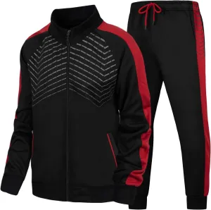 LBL Leading the Better Life Men's Sweat Suit 2 Piece Outfit Casual Contrast Sports Jogging Tracksuits Set