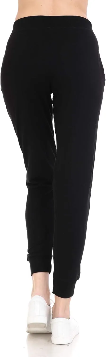 Leggings Depot Women's Cotton Jogger Sweatpants French Terry Yoga Pants with Pockets