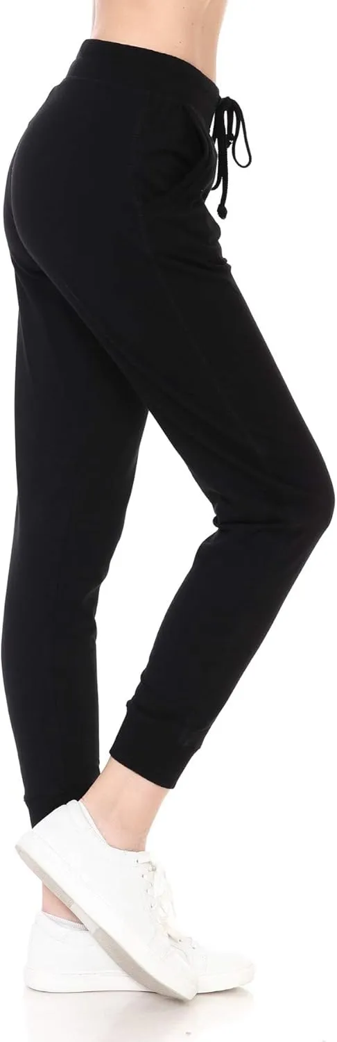Leggings Depot Women's Cotton Jogger Sweatpants French Terry Yoga Pants with Pockets