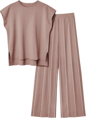 LILLUSORY 2 Piece Sets for Women Summer Vacation 2025 Lounge Outfits Matching Two Pcs Spring Knit Tracksuits Sweat Suits