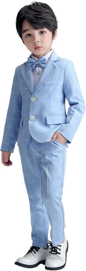 LOLANTA Boys Suit Wedding Ring Bearer Outfit Kids Suit Set, Blazer Pants Bow Tie Dress Clothes Formal Wear