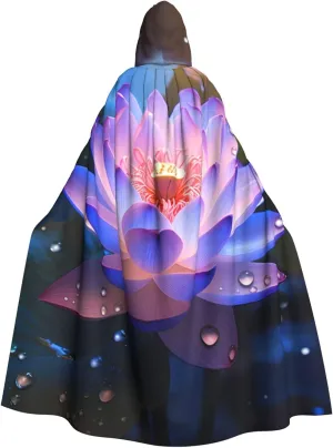 Lotus Flower Prints Hooded Cloak for Halloween, Role-Playing, and Costume Parties