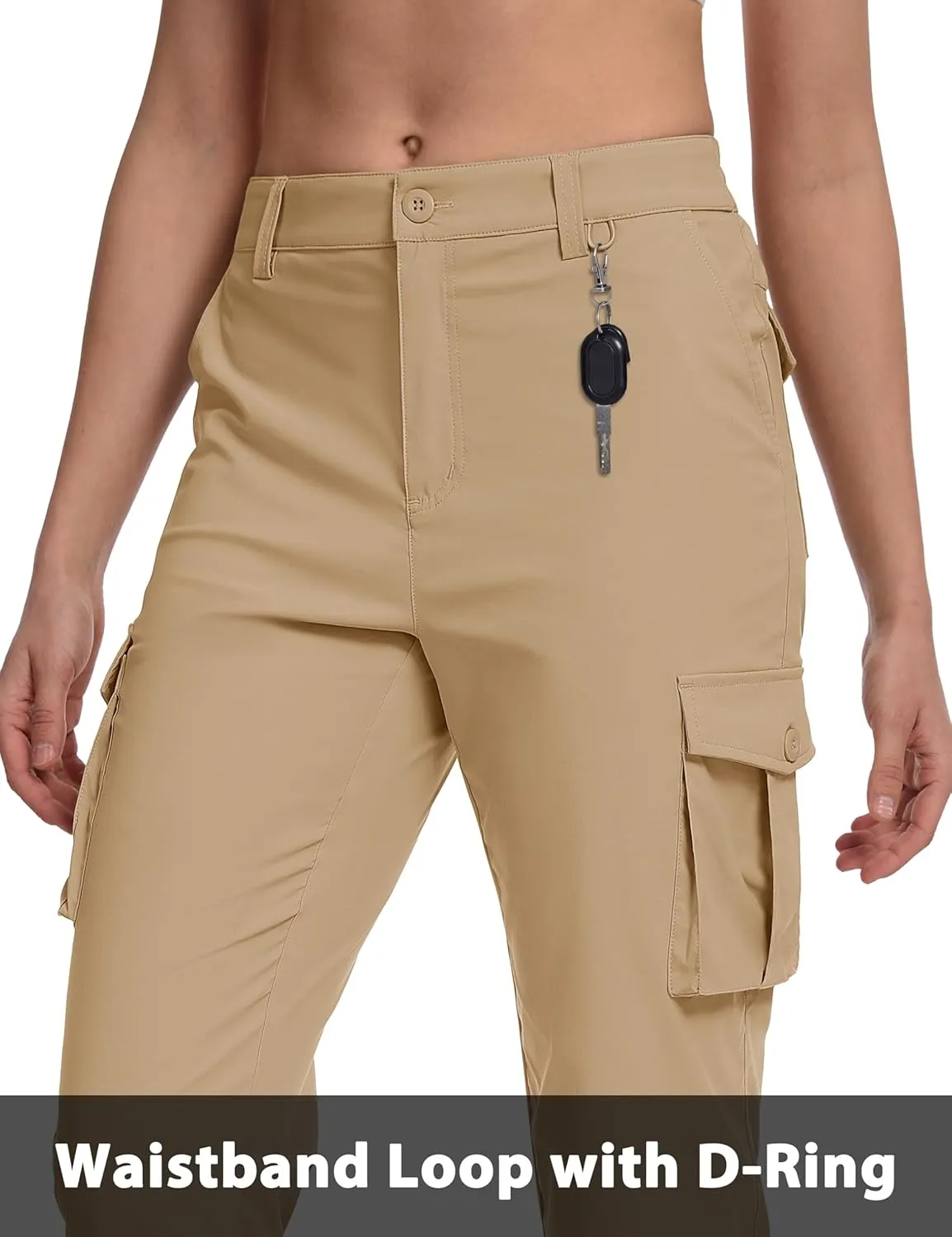 MAGCOMSEN Women's Cargo Capris Pants with 6 Pockets Lightweight Water Resistant Hiking Travel Pants Summer Casual