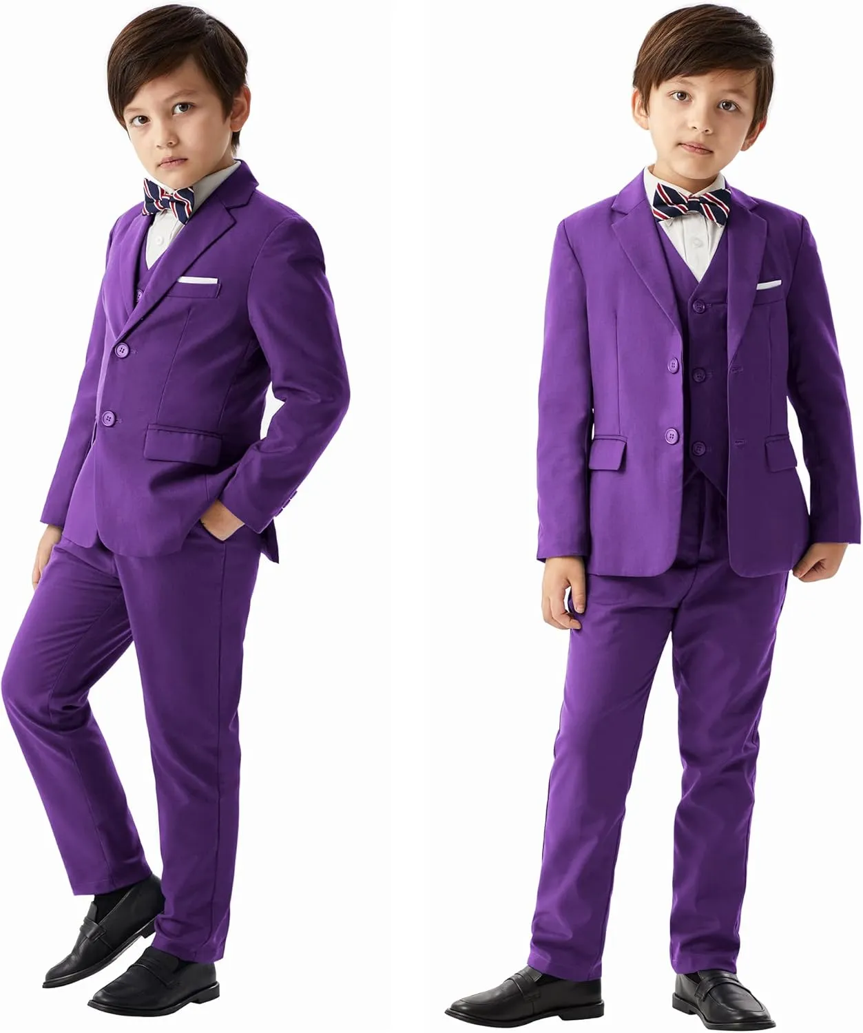 MAGE MALE Boys Multiple Colour Formal Dress Suits 5 Piece Slim Fit Dresswear Suit Set with Kids Suspenders