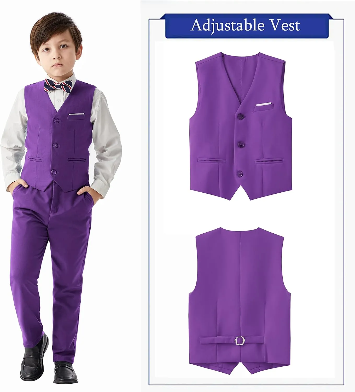 MAGE MALE Boys Multiple Colour Formal Dress Suits 5 Piece Slim Fit Dresswear Suit Set with Kids Suspenders