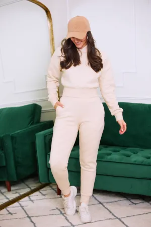Making Moves Cream Quilted Sweatpants