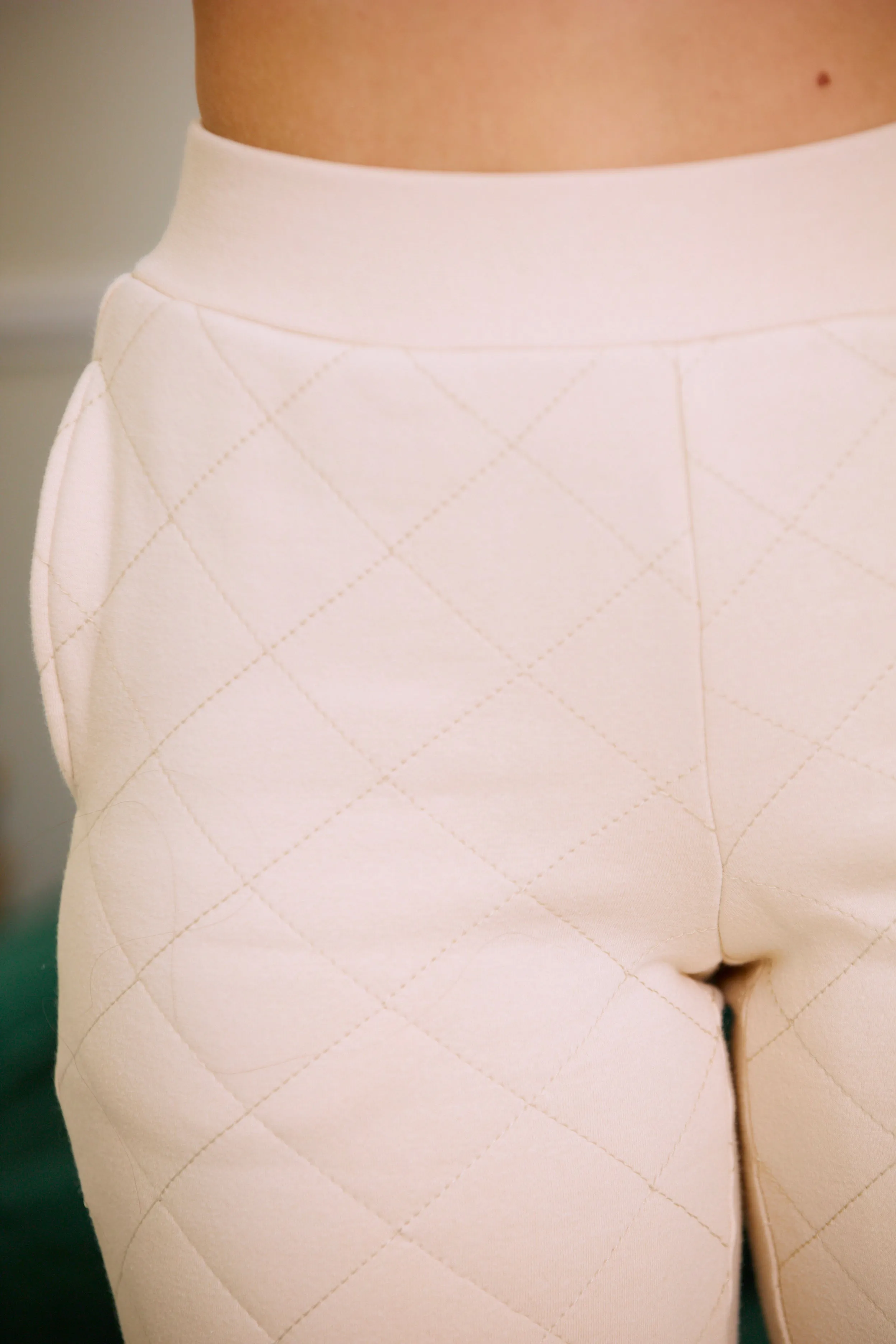 Making Moves Cream Quilted Sweatpants