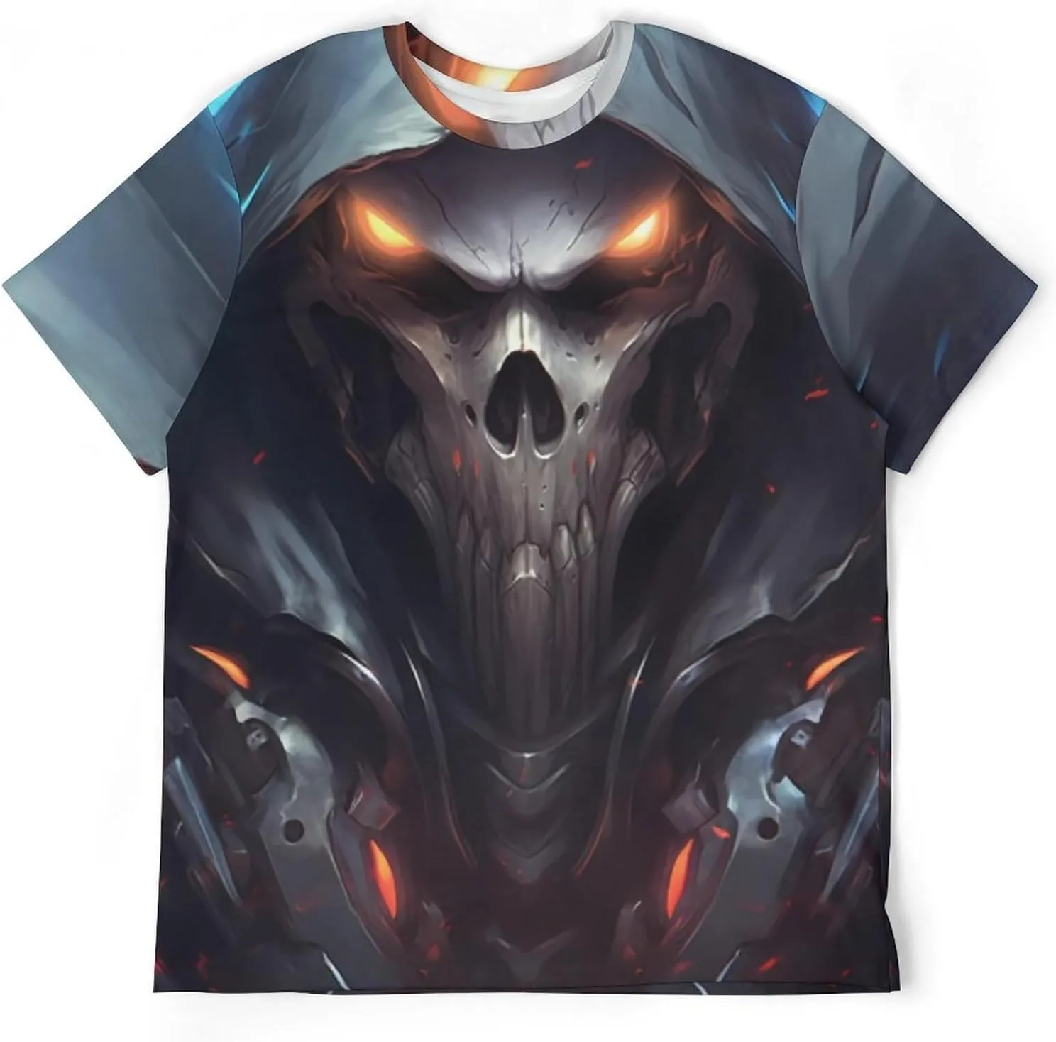 MARSVOVO Men's Grim Reaper Skull Print Tee Shirt Novelty Western T-Shirt for Men Casual Short Sleeve Crew Neck Tops
